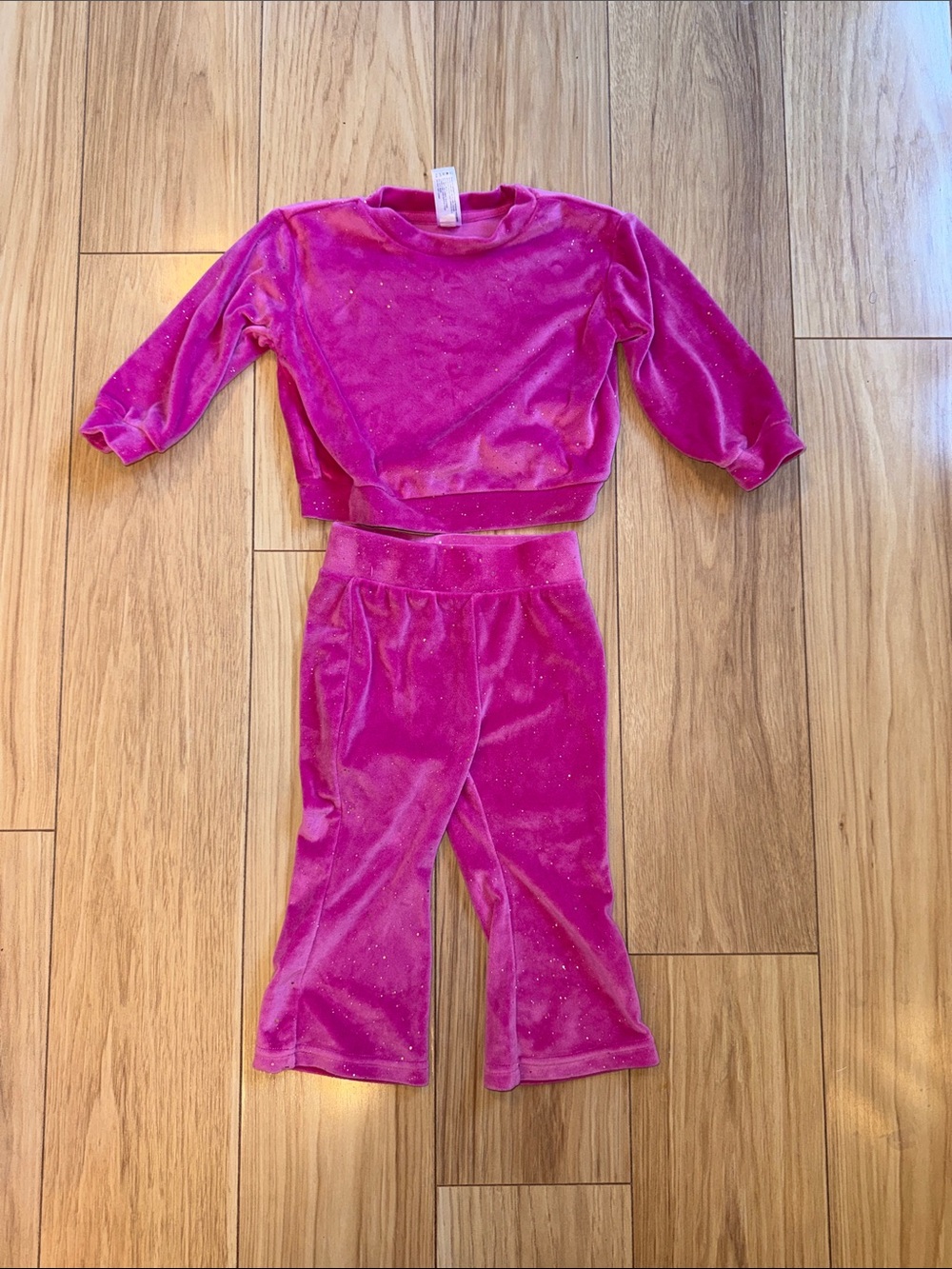 Girls' Hot Pink Magenta Velvet Two-Piece Matching Set
